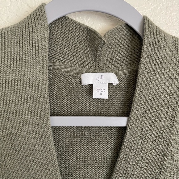 J. Jill V Neck 3/4 Sleeve Button Front Cardigan Sweater XS Eucalyptus Green - Picture 6 of 9